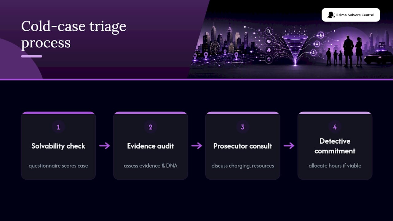 Diagram of cold case triage and investigation steps