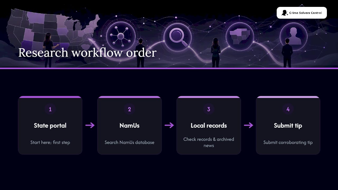 Four-step cold case research workflow