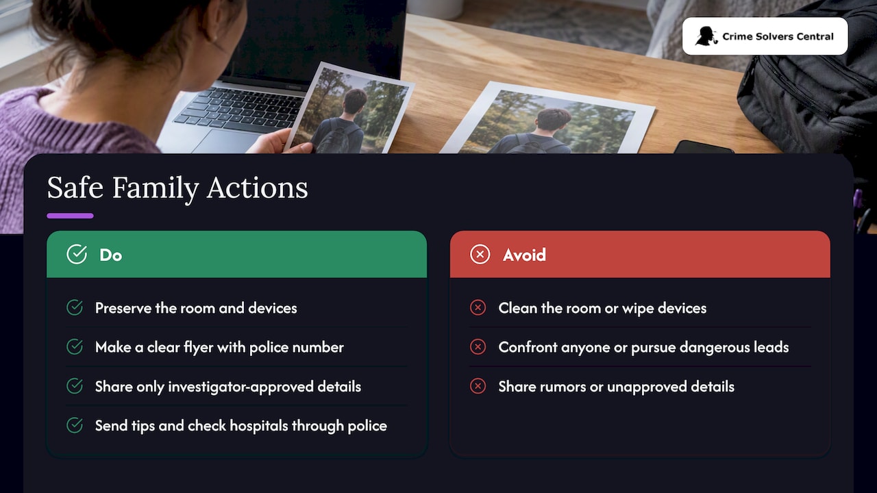 Five safe actions for families during a search