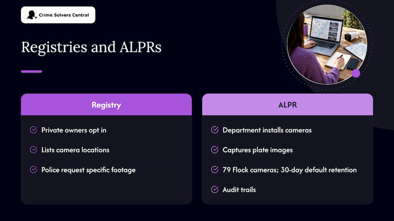 Registries versus license plate readers — overview diagram