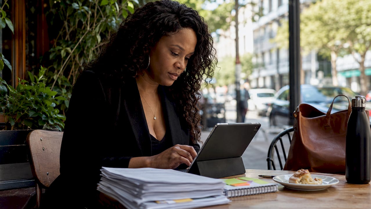 Legal researcher reviewing open case database files