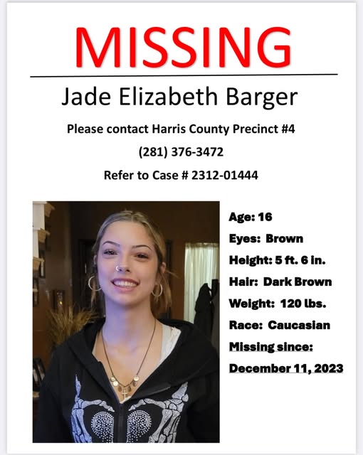 Jade Barger missing person case in Cypress, Texas