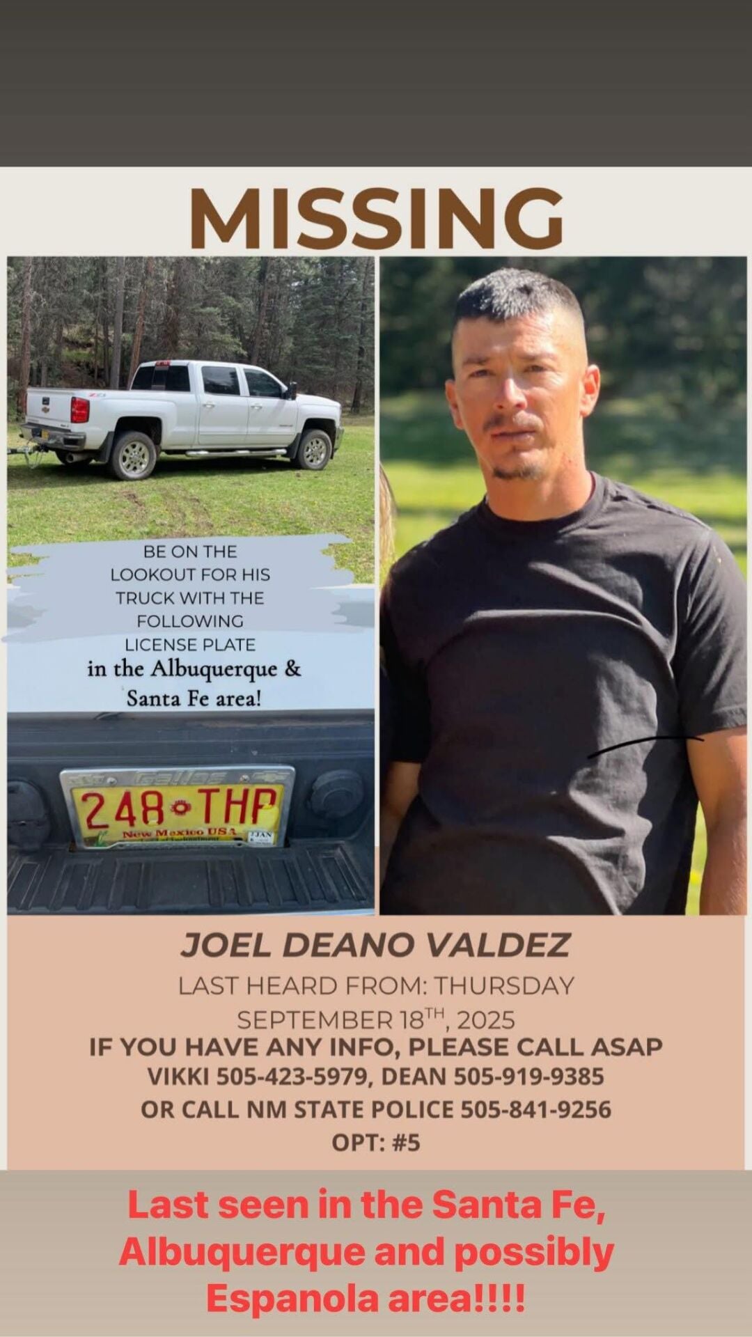 Joel Valdez missing person case in Santa Fe, New Mexico